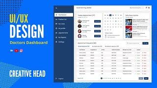 Design a Dashboard UI in Figma (Tutorial) | Doctors Dashboard | Creativehead | uiux tutorials