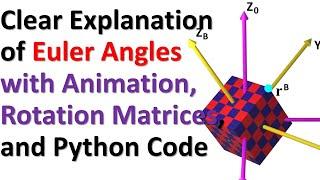 Clear Explanation of Euler Angles with Animation, Rotation and Cosine Matrices, and Python Code