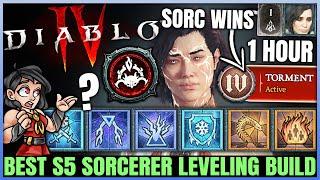 Diablo 4 - New Best Sorcerer Leveling Build - Season 5 FAST 1 to 70 - HUGE Buffs Skills Gear Guide!