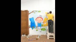 children room | wall Mural installation | wallpaper hanging