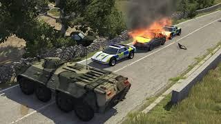 Police Motorcade Attacks 4   BeamNG drive 720p