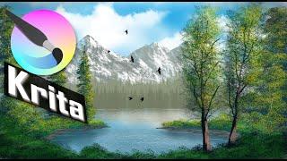 Krita - A Peaceful Place (painting Bob Ross style)