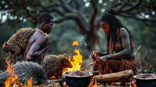 Hadzabe Tribe Hunts and Cooks Porcupine in the Wild! (2024) | Hadza life