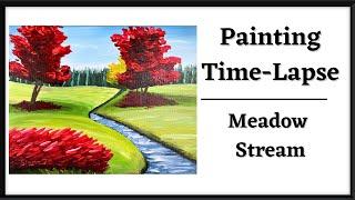 Meadow Stream Acrylic Painting Time-Lapse