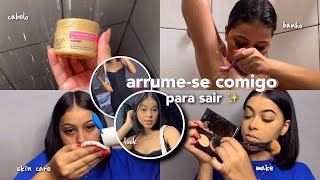 ARRUME-SE COMIGO PARA SAIR | cabelo, pele, maquiagem e look