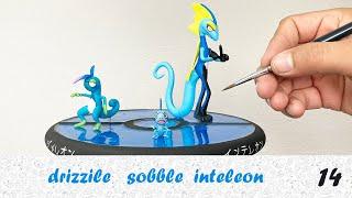 Inteleon, Drizzile, Sobble Pokemon Figures Scale 1:20 / Polymer Clay / 14