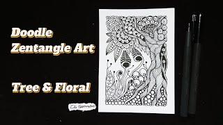 Drawing Doodle Zentangle Art Floral & Tree