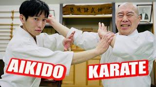 Keine Schläge oder Tritte treffen ihn! Das ist der realistische Kampfstil des Aikido.