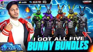 I Got All New Five Evo Bunny Bundles & Wasting 70,000 Diamonds Garena Free Fire