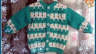 Кофточка с котятами ( крючок) Часть 1 - Crocheted children's jacket