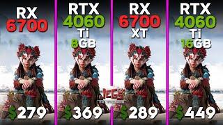 RX 6700 vs RTX 4060 Ti 8gb vs RX 6700 XT vs RTX 4060 Ti 16gb | Ryzen 5 7600 | Tested in 15 games