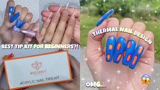 MODELONES ACRYLIC NAIL TIP KIT | BEST TIP KIT FOR BEGINNERS | HOW TO DO TRENDY THERMAL NAILS