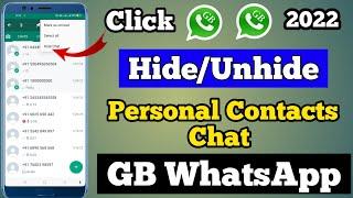 How to Hide/Unhide personal contact's chat in Gb whatsapp !!  2022( हिंदी में ) Gb WhatsApp Setting