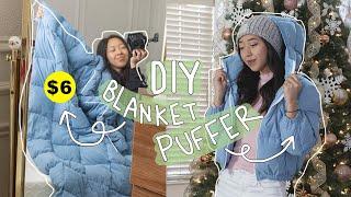 [DIY] Make A Puffer Jacket From An Old Blanket | Thrifted Transformations @coolirpa