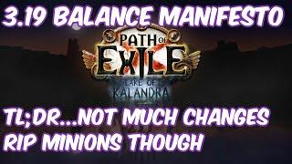 Path of Exile 3.19 Balance Manifesto Review (main parts)