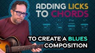 Attach licks to chords to create a solo blues composition. Guitar Lesson EP494