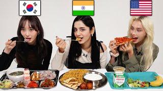 [INDIA VS KOREA VS AMERICA] People Try Each Other's School Lunch!! (Swap School Lunch) | FT. X:IN