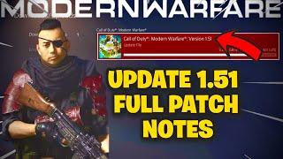 MODERN WARFARE/WARZONE UPDATE 1.51 PATCH NOTES! - NEW WELGUN SMG, WEAPON BALANCE & BUG FIXES & MORE!