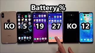 Battery Life Test! Galaxy Note 9 vs iPhone XS Max, LG V40, Huawei Mate 20 Pro, Xperia XZ3 & Razer 2