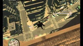 GTA IV Jumping off a huge building with 3 friends to the end!