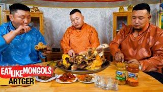 Mighty Winter Feast for Mighty Mongolian Wrestlers! Mukbang Nomads | Eat Like Mongols