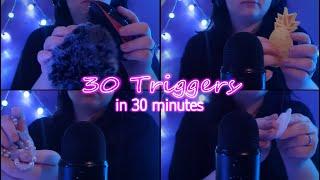 [ASMR] 30 Trigger In 30 Minutes! Tapping, Scratching, Brushing, Mouth Sounds And More / No Talking