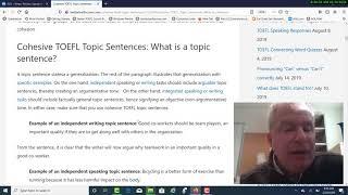 Using topic sentences and transitions for TOEFL speaking and writing