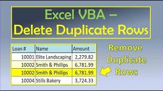 Excel VBA Delete Duplicate Rows