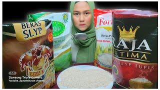 RAW RICE EATING sounds ||MAKAN BERAS PREMIUM 4 BRAND | #asmrrawriceeating #asmrmukbang #asmr