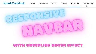 how to create navbar with underline | responsive navbar | using html and css