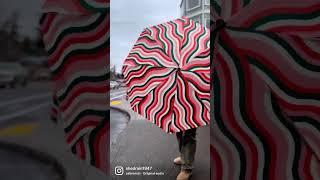 SHED RAIN - Retro Stripe Reverse-Closing Umbrella