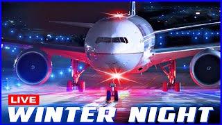 LIVE COLD WINTER NIGHT AIRPORT ACTION at CHICAGO O'HARE | SIGHTS & SOUNDS of PURE AVIATION | PLANES