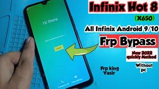 Infinix Hot 8 Frp Bypass|Infinix X650 Google account Bypass without pc|#All Infinix Android 9/10 frp