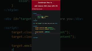 JavaScript How to  add remove CSS class with JS