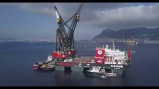 Biggest crane vessel in the world. Heerema's new Sleipnir in Gibraltar