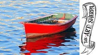 Easy Red boat acrylic painting tutorial for beginners step by step | TheArtSherpa