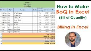 How to Make BoQ in Excel | Bill Entry in MS Excel