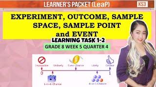 EXPERIMENT, OUTCOME, SAMPLE SPACE, SAMPLE POINT and EVENT Learning Task 1-2 Grade 8 Week 5