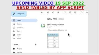 How to Automatically Send HTML Emails with Table Data from Google Sheets using Apps Script in Gmail?