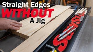 Table Saw Jointing WITHOUT A JIG! - How To Joint Wood Without A Jointer