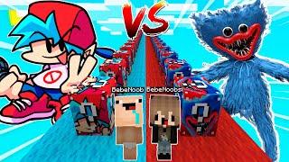 DESAFIO DE LUCKY BLOCKS DE BOYFRIEND FNF VS HUGGY WUGGY  BEBE NOOB Y BEBE NOOBSI EN MINECRAFT