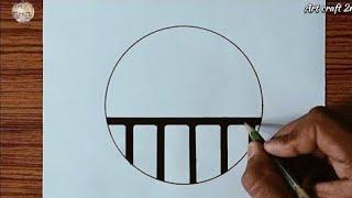 Beautiful Scenery Drawing Idea - Circle Drawing Easy for Beginners ️️ @Artcraft2m
