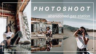 photoshoot at an abandoned gas station