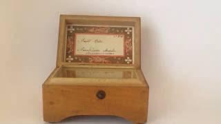 Antique Thorens Music Box 2 Songs with Hand Painted Cover c1920