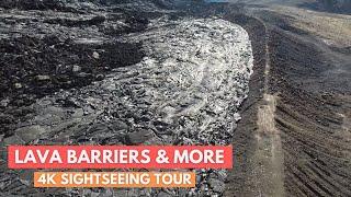 Iceland Volcano Flyover  - The Lava Barrier At Risk And The Volcano Town