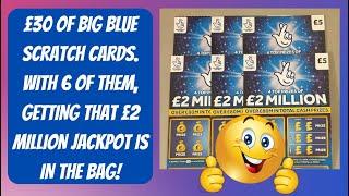 Big Blue £2 million lottery scratch ticket. Looking for big wins on £30 on these scratch cards.