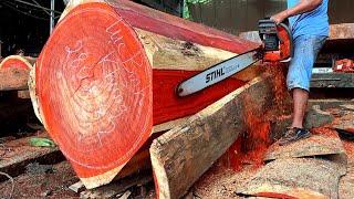 Giant Red Wood Lathe Skills // Extremely Dangerous Wood Lathe