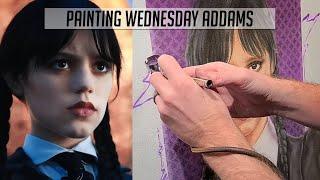 Painting a #wednesdayaddams airbrush portrait