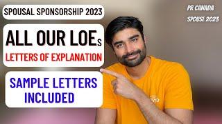 ALL my LETTERS of EXPLANATION - FAMILY REFERENCE LETTER SAMPLES  PR Canada - Sponsor Spouse 2022