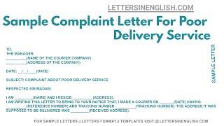 Sample Complaint Letter For Poor Delivery Service - Complaint Letter Regarding Courier Service